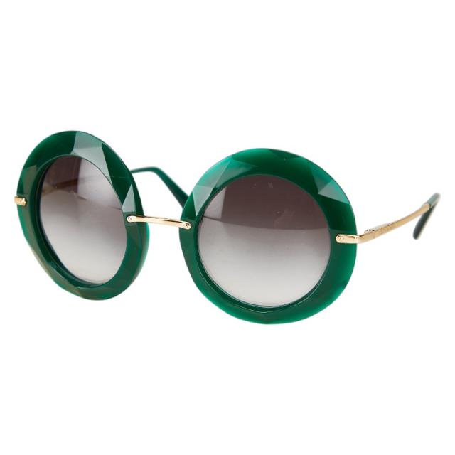ドルチェアンドガッバーナ ラウンド 丸型 サングラス DG6105 グリーン ブラック ゴールド プラスチック DOLCE&GABBANA 【中古】