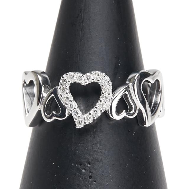 得価，品質保証 K18WG ダイヤ ハート リング ホワイトゴールド D0.10ct