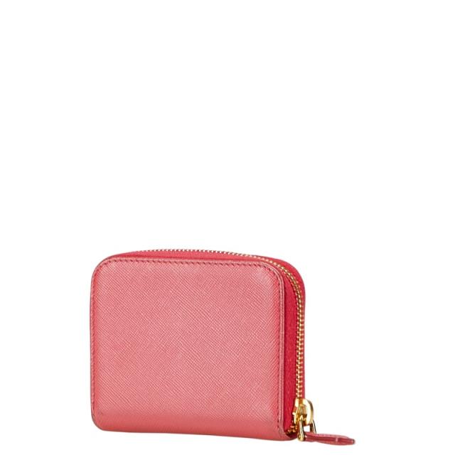 プラダ ケース ec-23813 ピンク 1M0268 美品 小銭入れ サフィアーノ レザー 中古 12 Ｓ PRADA ファスナー ロゴ ゴールド金具 ミニ レディース 女性 ホック 箱付き ロゴ金具 定番 人気 コンパクト ミニ財布 グレインレザー ブランド 本物 鑑定済み プラダ コインケース 1M0268 ピンク レザー レディース PRADA 【中古