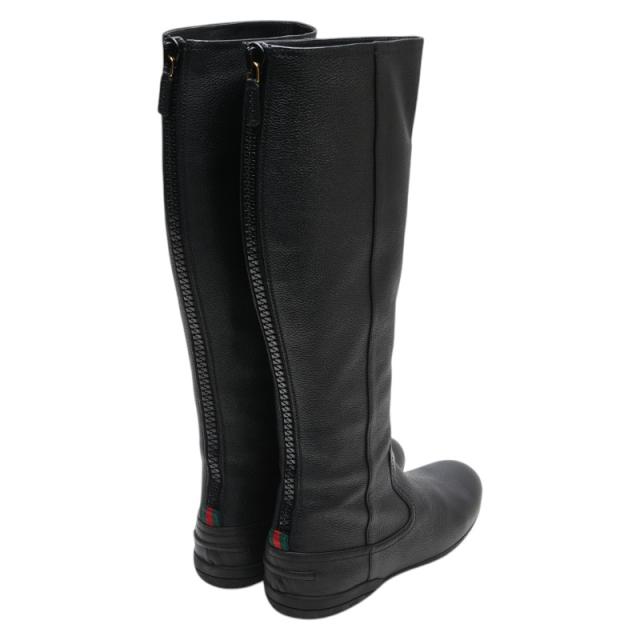 グッチ シェリーライン ロングブーツ サイズ：36.5 317050 ブラック  