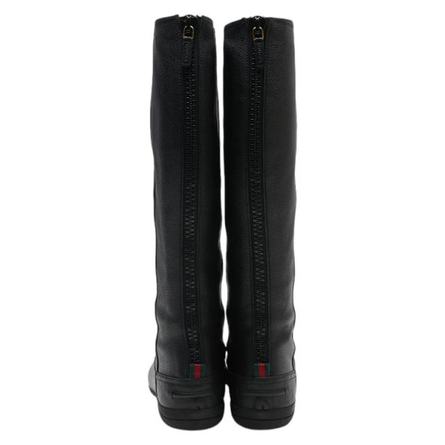 グッチ シェリーライン ロングブーツ サイズ：36.5 317050 ブラック  