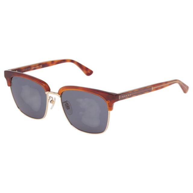 グッチ ロゴ UVカット ハーフリム クリングスタイプ アイウェア サングラス GG0382S ブラウン プラスチック レディース GUCCI 【中古】