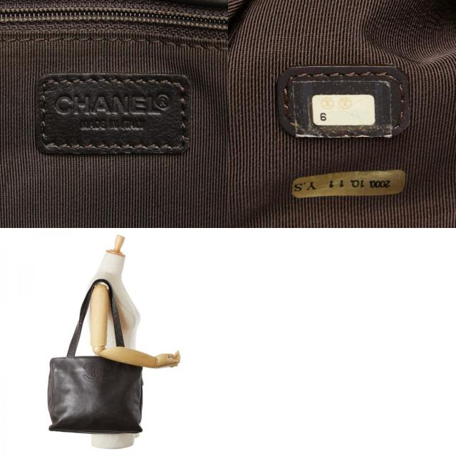 シャネル ココマーク トートバッグ ハンドバッグ ブラウン ラムスキン