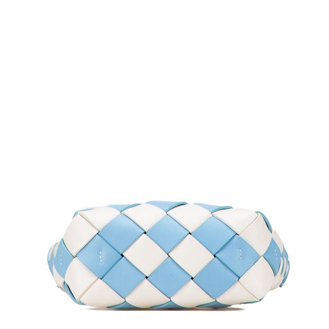 ロエベ アナグラム ウーブンバスケット ハンドバッグ ショルダーバッグ 2WAY ライトブルー ホワイト カーフレザー LOEWE 【中古】_2