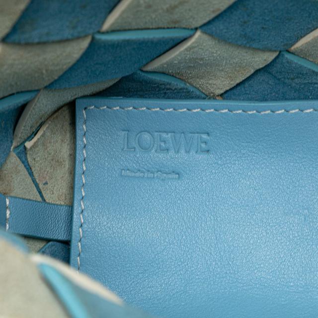 ロエベ アナグラム ウーブンバスケット ハンドバッグ ショルダーバッグ 2WAY ライトブルー ホワイト カーフレザー LOEWE 【中古】_7