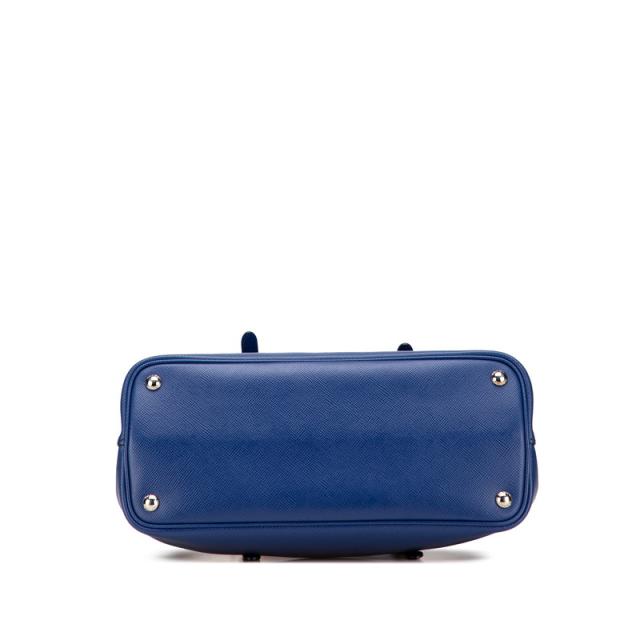 プラダ 三角ロゴプレート ハンドバッグ ブルー レザー レディース