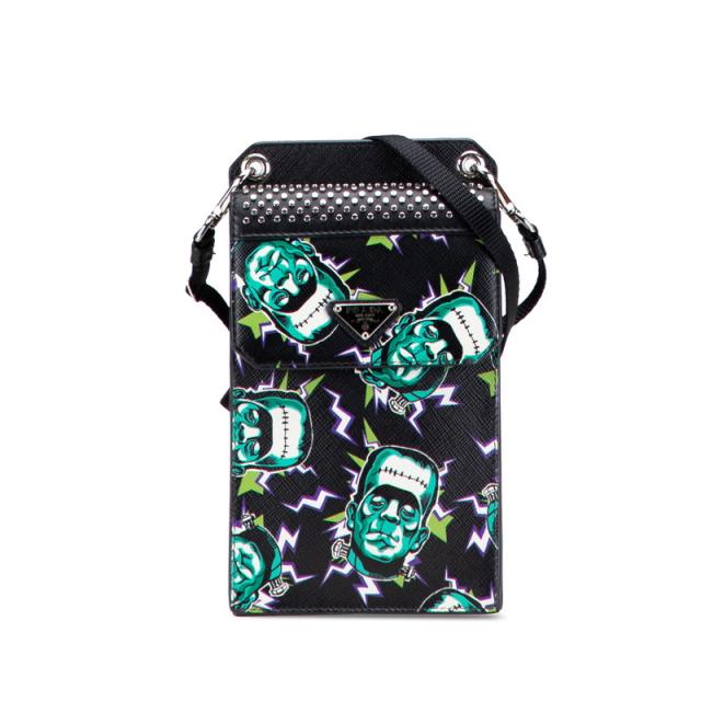 プラダ 三角ロゴプレート フランケンシュタイン ショルダーバッグ スマホケース 2ZH068 ブラック マルチカラー レザー PRADA 【中古】
