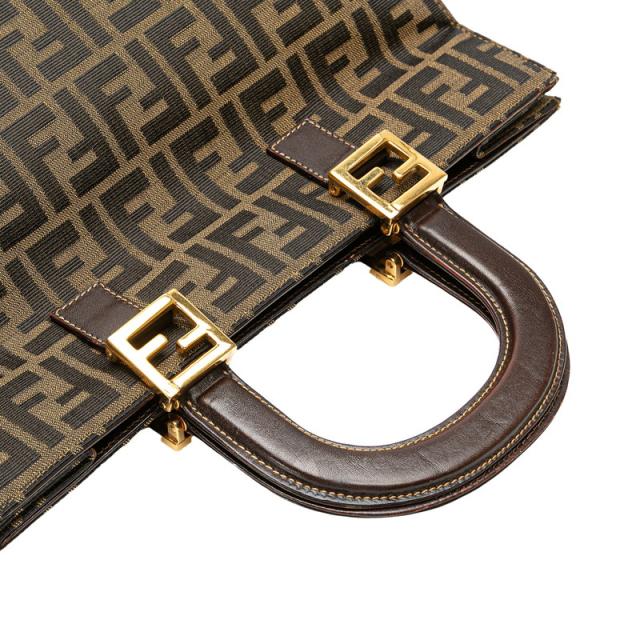 フェンディ ズッカ トートバッグ ハンドバッグ ブラウン キャンバス レザー レディース FENDI 【中古】_5