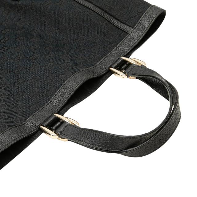 グッチ GGキャンバス アビー ハンドバッグ トートバッグ 130739 ブラック キャンバス レザー レディース GUCCI 【中古】