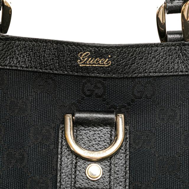 グッチ GGキャンバス アビー ハンドバッグ トートバッグ 130739 ブラック キャンバス レザー レディース GUCCI 【中古】
