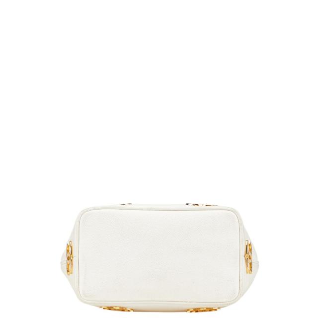 シャネル ココマーク ショルダーバッグ ホワイト キャビアスキン