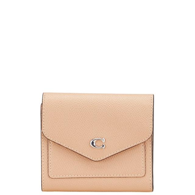 コーチ ウィン スモール ウォレット 三つ折り財布 ベージュ レザー レディース COACH 【中古】