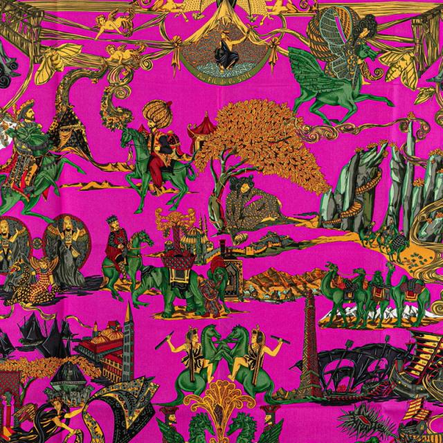 エルメス カレ90 Au FIL de la SOIE 絹糸の赴くままに スカーフ