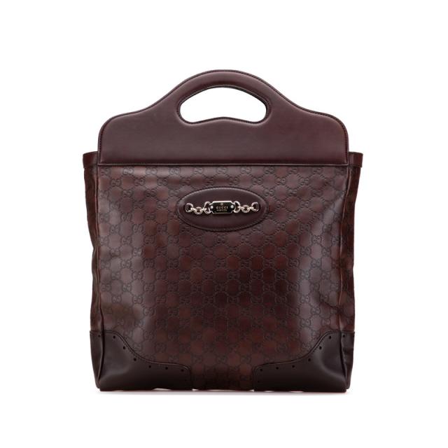 グッチ グッチシマ トートバッグ 145777 ブラウン レザー レディース GUCCI 【中古】