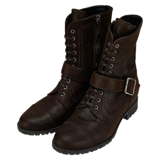 ミュウミュウ ブーツ サイズ：37.5 ブラウン レザー レディース MIUMIU 【中古】