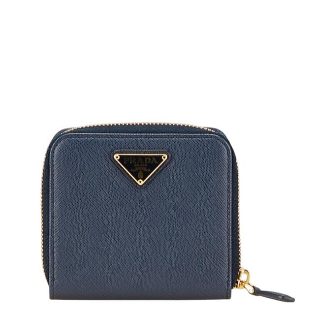 PRADA 二つ折り財布 ブラック、ネイビー PRADA ネイビー バイカラ二