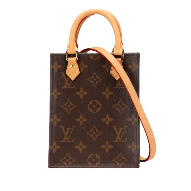ルイ ヴィトン モノグラム プティット サックプラ ハンドバッグ ショルダーバッグ 2WAY M69442 ブラウン PVC LOUIS VUITTON 【中古】
