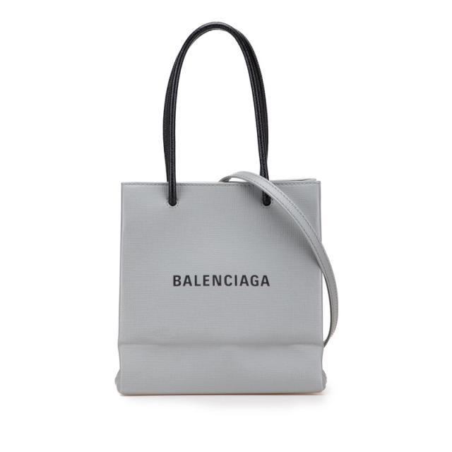 バレンシアガ ショッピングトート XXS ハンドバッグ ショルダーバッグ 2WAY 597858 グレー レザー レディース BALENCIAGA 【中古】