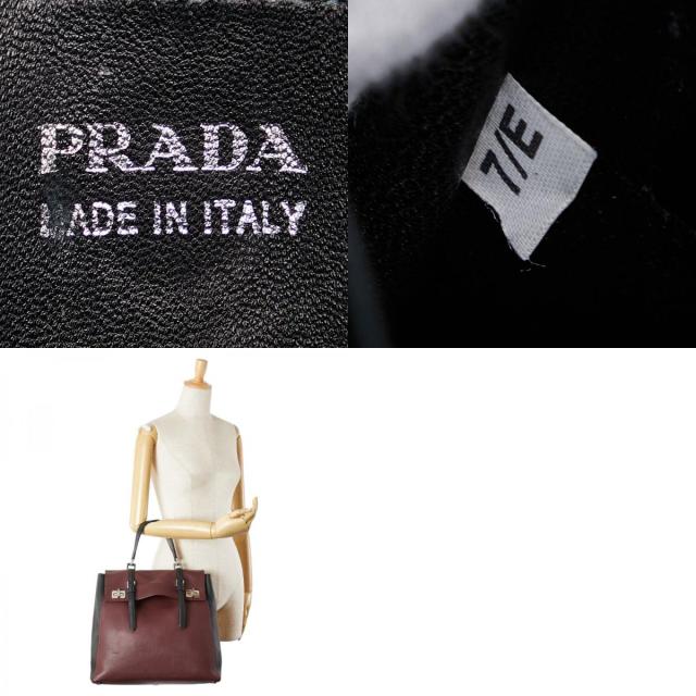 プラダ ハンドバッグ ワインレッド ブラック レザー レディース PRADA 【中古】 プラダ ハンドバッグ ワインレッド ブラック レザー レディース PRADA