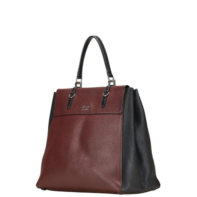 プラダ ハンドバッグ ワインレッド ブラック レザー レディース PRADA 【中古】 プラダ ハンドバッグ ワインレッド ブラック レザー レディース PRADA