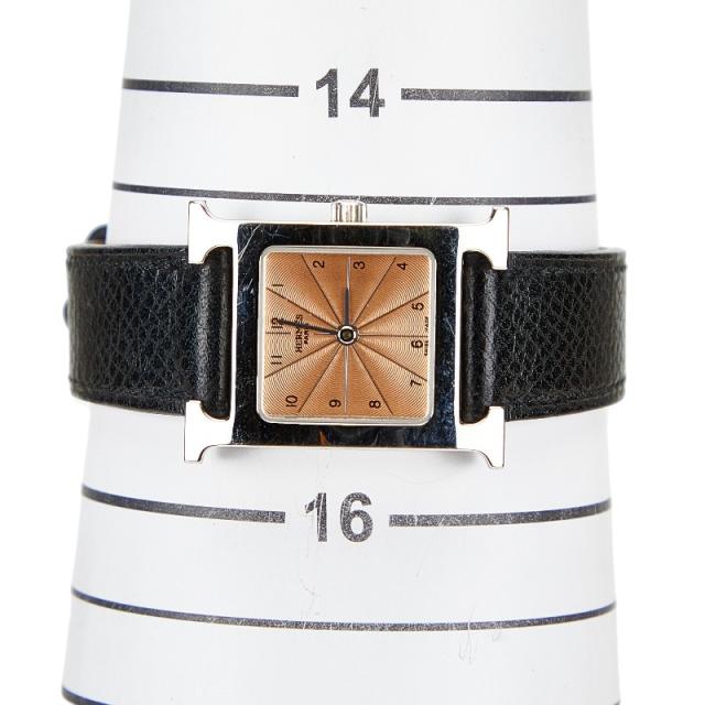 エルメス Hウォッチ ギヨシェ彫り 腕時計 HH1.210 クオーツ ピンク文字  