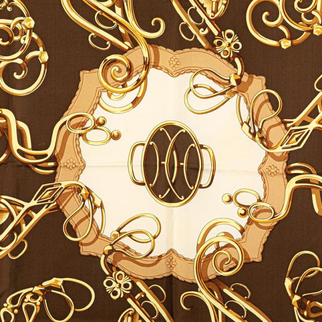 【未使用級】エルメス カレ90 リフト プロフィール シルク スカーフ ブラウン エルメス カレ90 Lift Profile リフトプロフィール スカーフ ブラウン