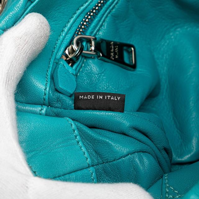 プラダ ナッパゴーフル チェーン ショルダーバッグ BT0939 ブルー レザー レディース PRADA 【中古】_5