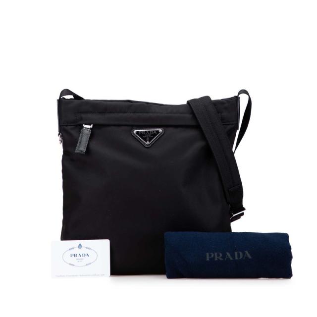 プラダ 三角ロゴプレート ショルダーバッグ 2VH055 ブラック ナイロン レザー レディース PRADA 【中古】_9