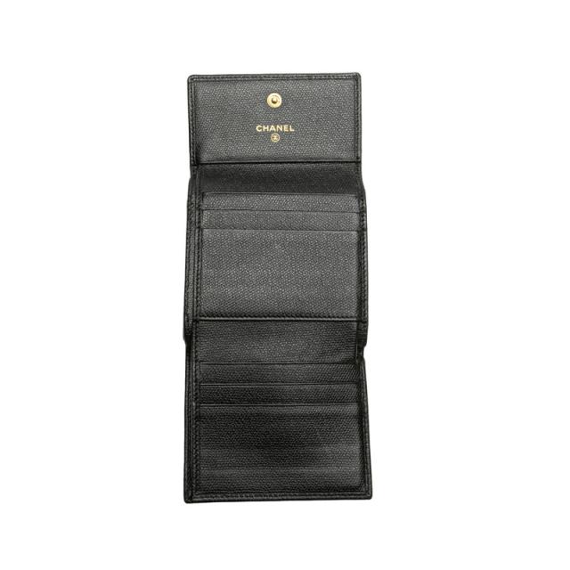 シャネル ココボタン 三つ折り財布 ブラック レザー レディース CHANEL 【中古】_5