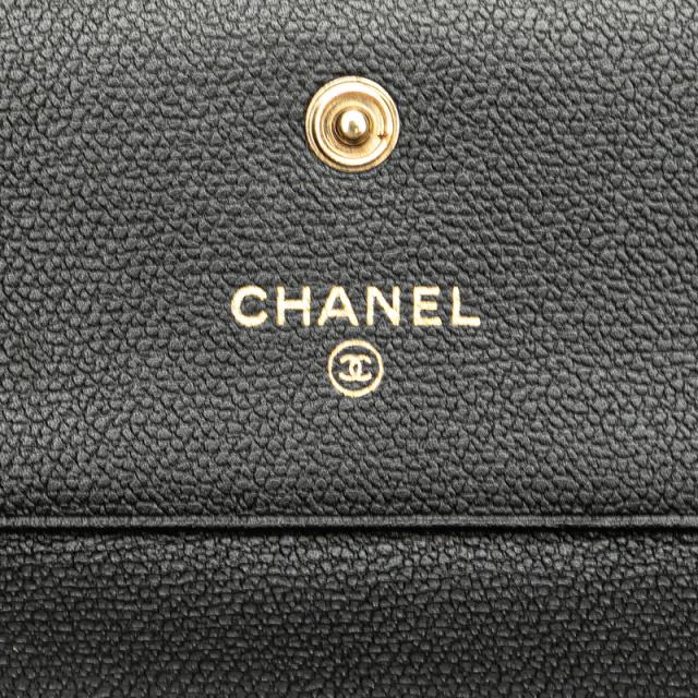 シャネル ココボタン 三つ折り財布 ブラック レザー レディース CHANEL 【中古】_7