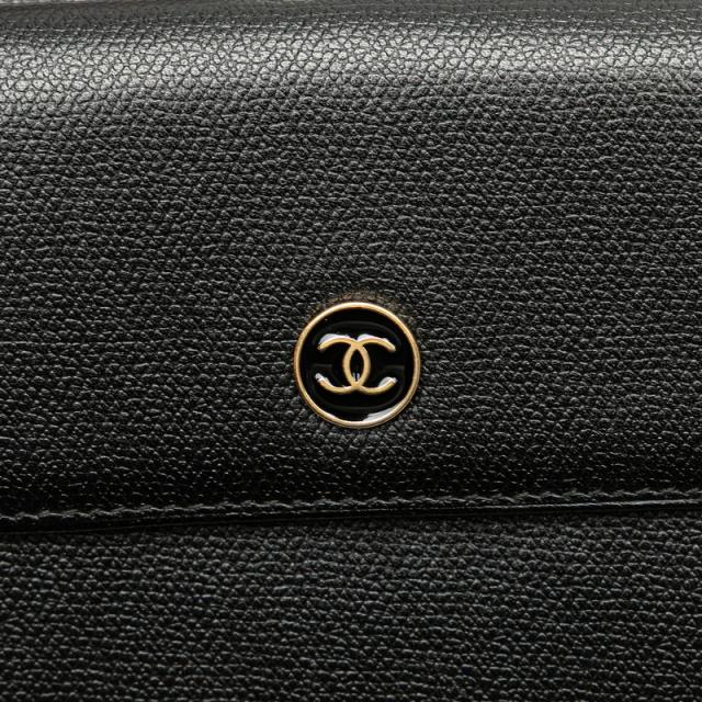 シャネル ココボタン 三つ折り財布 ブラック レザー レディース CHANEL 【中古】_6