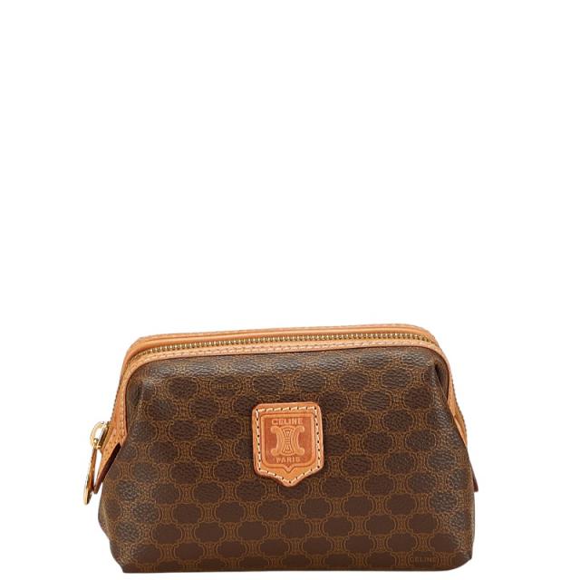 セリーヌ マカダム ポーチ ブラウン PVC レザー レディース CELINE