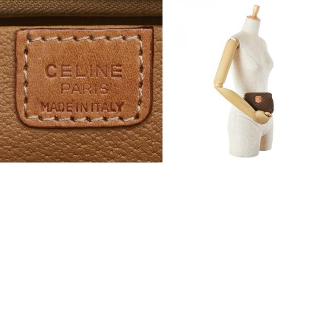 セリーヌ マカダム ポーチ ブラウン PVC レザー レディース CELINE