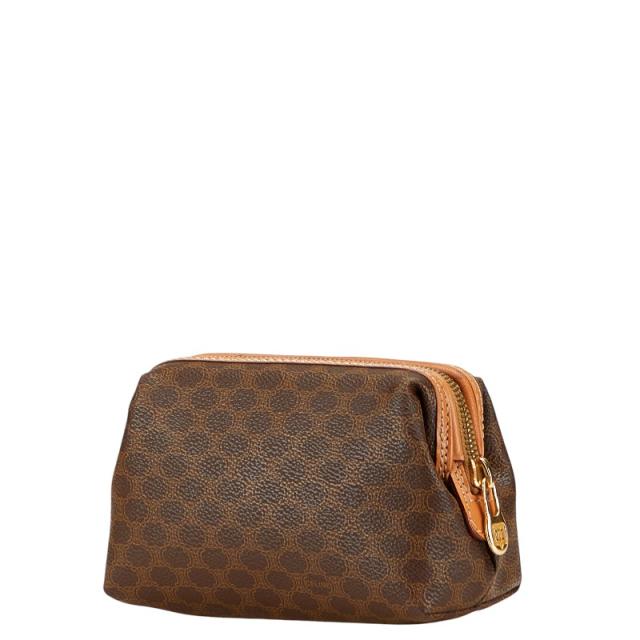 セリーヌ マカダム ポーチ ブラウン PVC レザー レディース CELINE