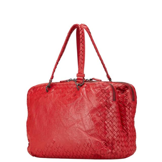 ボッテガヴェネタ イントレチャート ハンドバッグ トートバッグ レッド レザー レディース BOTTEGAVENETA 【中古】_1