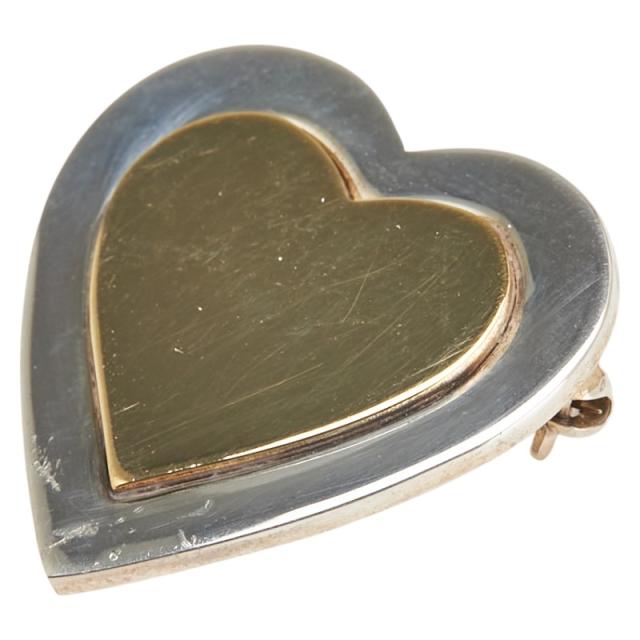 ティファニー ハート モチーフ ブローチ ゴールド シルバー K18 ゴールド メタル コンビ レディース TIFFANY&Co. 【中古】