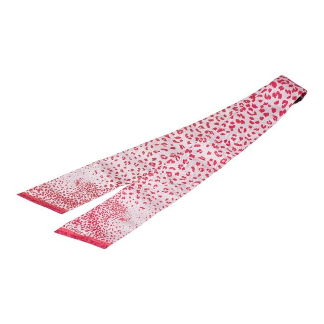 カルティエ レオパード スカーフ ピンク レッド シルク レディース CARTIER 【中古】