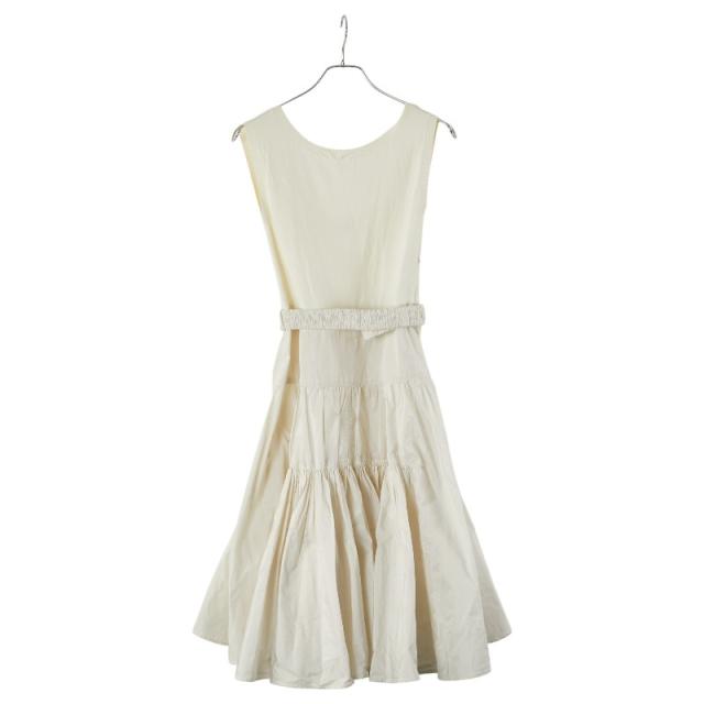 モンクレール ゴムベルト付き ノースリーブワンピース サイズ:S ホワイト ポリエステル レディース MONCLER 【中古】