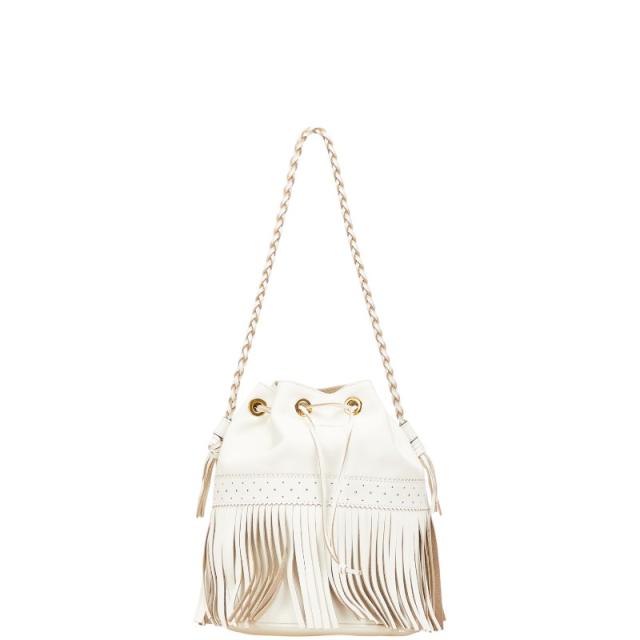 ジェイアンドエムデヴィッドソン カーニバルL フリンジ ワンショルダーバッグ ハンドバッグ ホワイト レザー J&M Davidson 【中古】