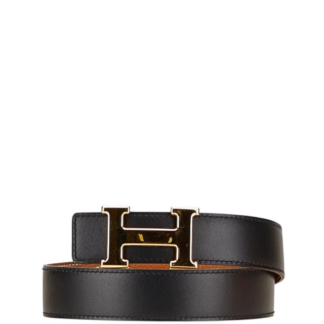 エルメス コンスタンス H ベルト ブラック ブラウン ボックスカーフ トゴ レディース HERMES 【中古】