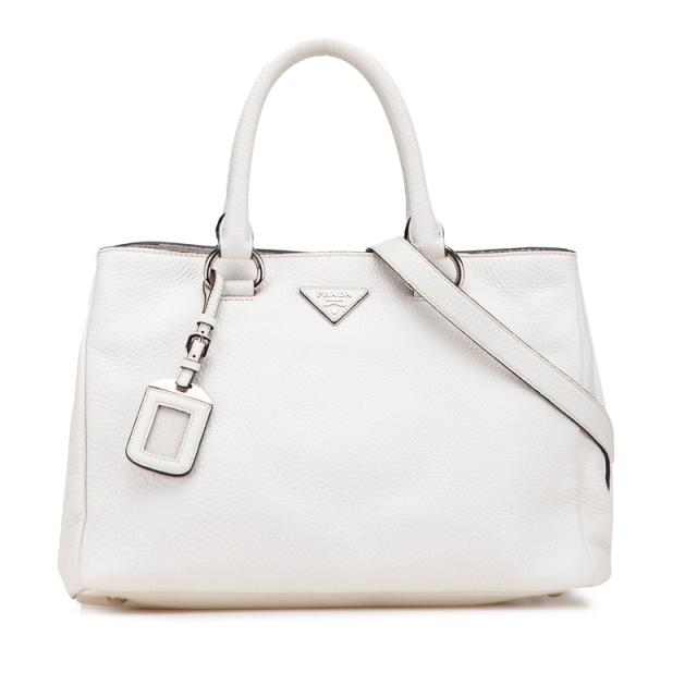 プラダ トライアングル レザー 2WAYハンドバッグ ホワイト 1BA333