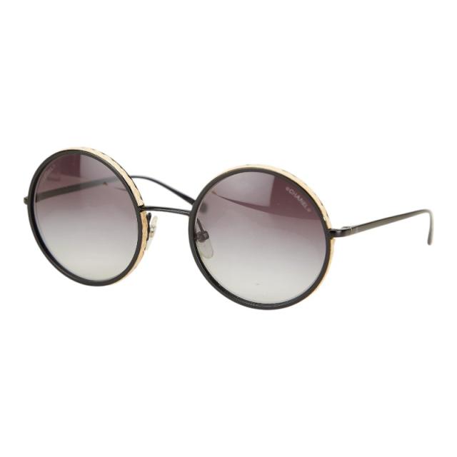 シャネル ココマーク サングラス 4250 c101/S6 ブラック ベージュ メタル リネンロープ レディース CHANEL 【中古】
