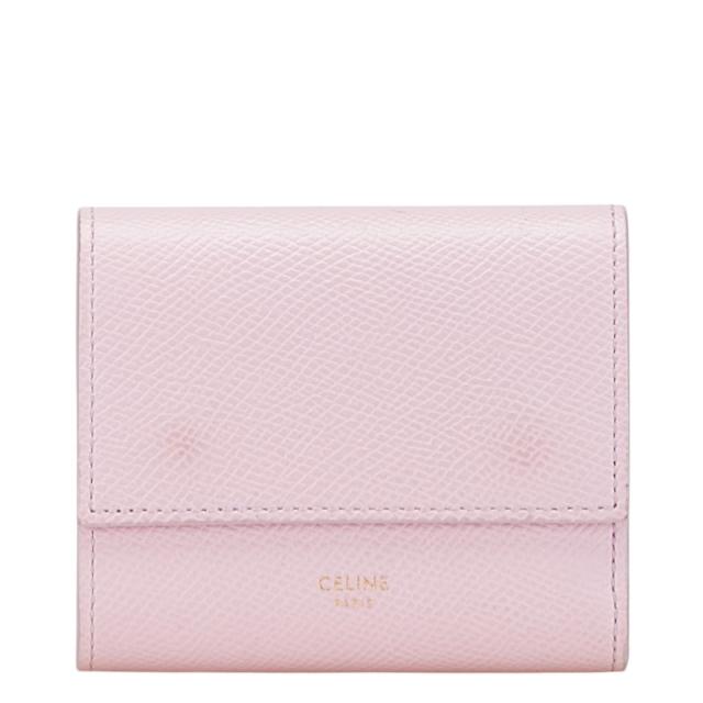 セリーヌ スモールトリフォールド 三つ折り財布 ピンク レザー レディース CELINE 【中古】
