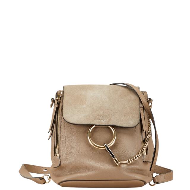 クロエ フェイ スモール ショルダーバッグ ベージュ スウェット レザー レディース Chloe 【中古】 クロエ フェイ スモール ショルダーバッグ ベージュ スウェット レザー