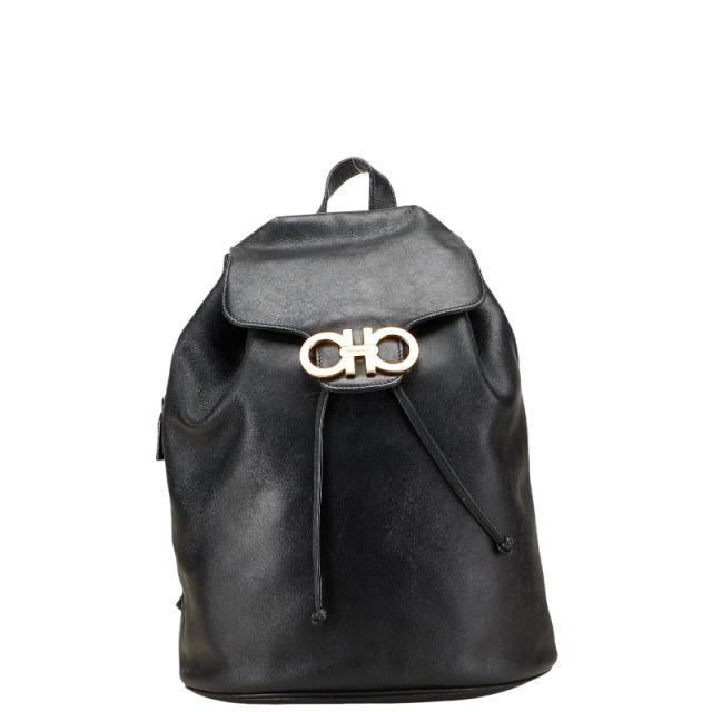 サルヴァトーレフェラガモ ガンチーニ リュック バックパック BV-216148 ブラック レザー レディース Salvatore Ferragamo 【中古】