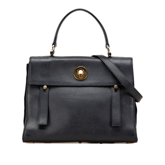 サンローラン ミューズトゥ トートバッグ ショルダーバッグ 2WAY 368228 ブラック レザー レディース SAINT LAURENT 【中古】