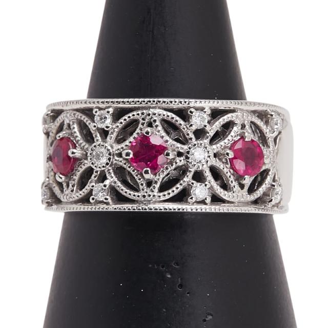 ノーブランド Pt900 プラチナ ルビー0.50ct ダイヤ0.13ct リング 指輪 レディース no brand 13号 中古