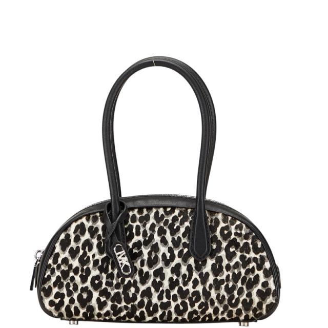 マイケルコース レオパード ミニハンドバッグ ブラック ホワイト ハラコ レザー レディース Michael Kors 【中古】