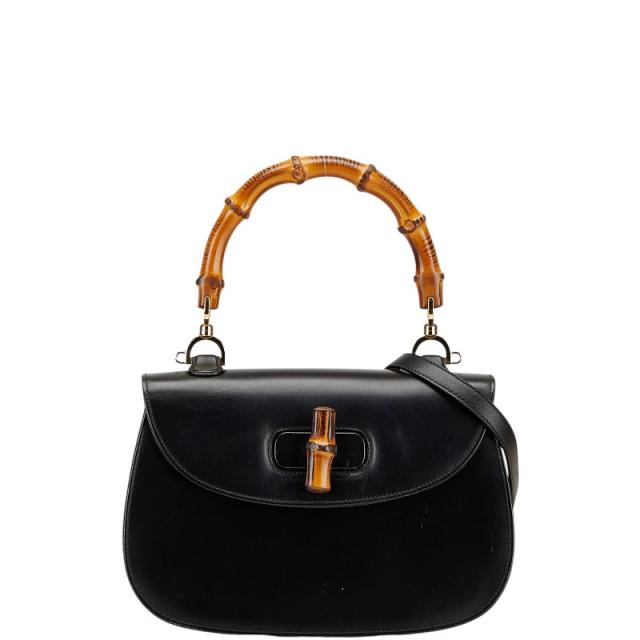 グッチ バンブー ハンドバッグ ショルダーバッグ 2WAY 000 1951 ブラック ブラウン レザー レディース GUCCI 【中古】