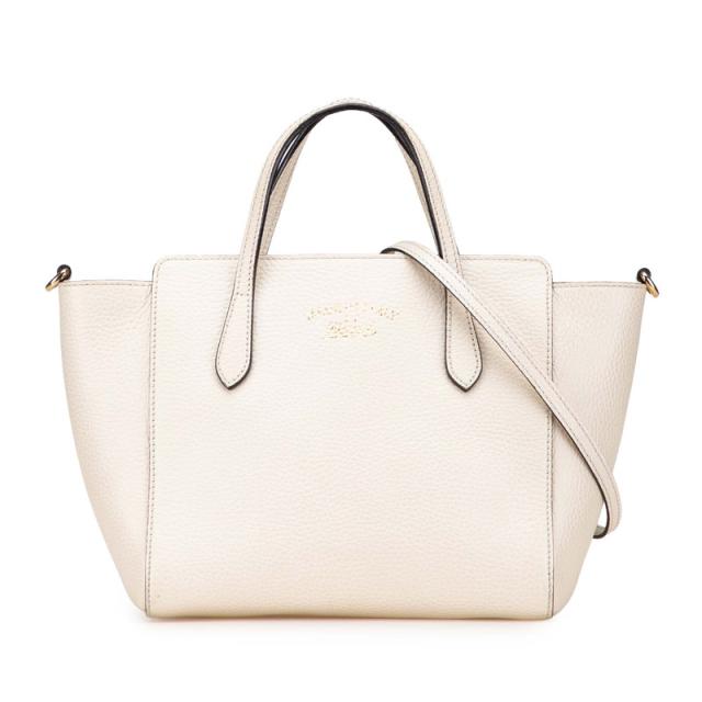 グッチ スウィング ミニ ハンドバッグ ショルダーバッグ 2WAY 368827 ホワイト レザー レディース GUCCI 【中古】